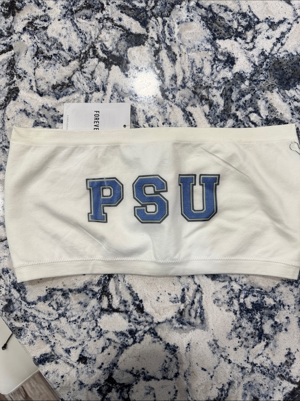 Forever 21 White Bandeau with Blue PSU Letters